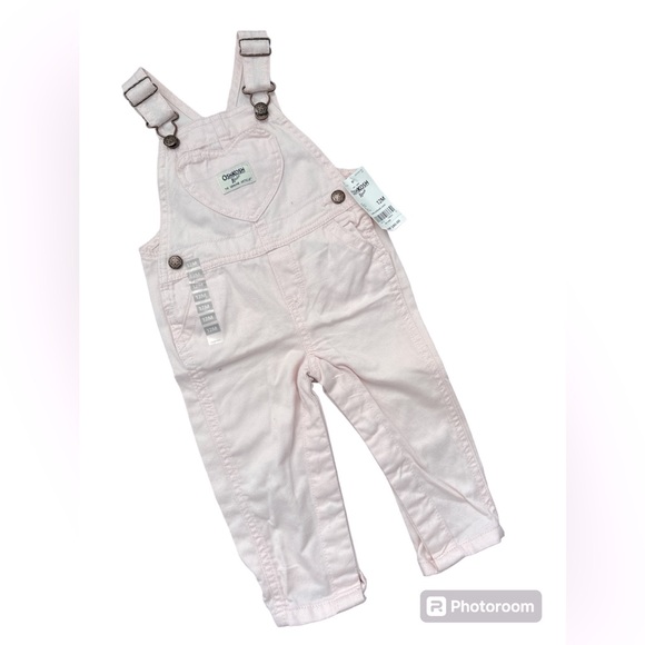 Oshkosh B’Gosh, NWT, Pink Heart Pocket Overalls, Size 12 Months - Picture 1 of 5
